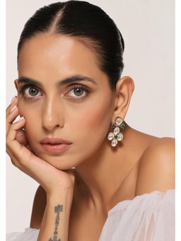 SWABHIMANN - Alsa Green Polki Drop Earrings