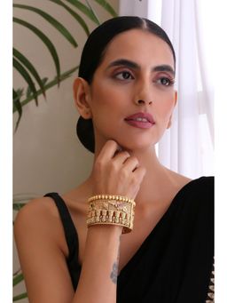 SWABHIMANN - Viviktha Multicolour Gold Plated Temple Kada