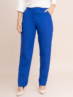 FableStreet - Straight Fit Trousers - Royal Blue