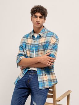 The Bear House - Mens Multi-Color Relaxed Fit Checked Cotton Flannel Overshirt