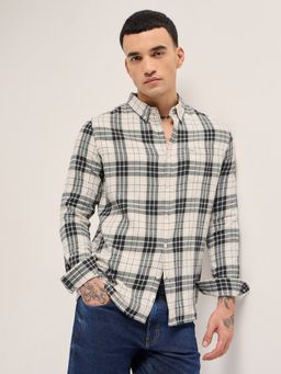 The Bear House - Mens Multi-Color Relaxed Fit Checked Cotton Flannel Casual Shirt
