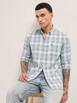 The Bear House - Mens Multi-Color Relaxed Fit Checked Cotton Woven Casual Shirt