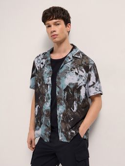 The Bear House - Mens Multi-Color Relaxed Fit Digital Print Woven Casual Shirt