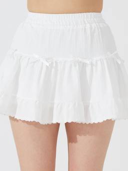 Depano - White Ruffled Mini Skirt