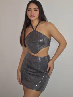 Shubh Shree Studio - Metallic Bling It Up Top With Skirt