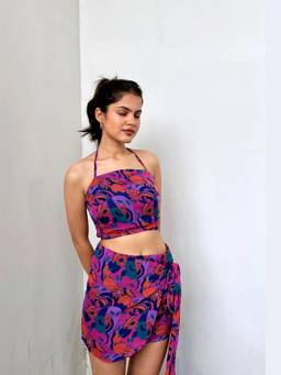 Shubh Shree Studio - Multi-Colour Quirky Top With Skirt