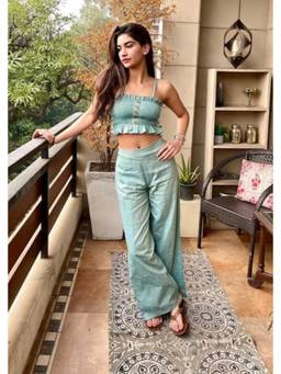 Shubh Shree Studio - Sea Green Top With Pant