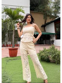 Shubh Shree Studio - Beige Bisou Babe Top With Pant