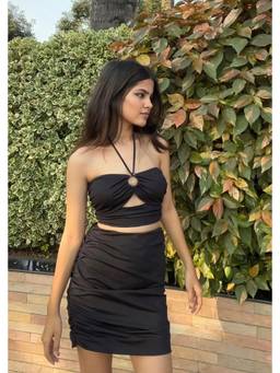 Shubh Shree Studio - Black To Basics Top With Skirt