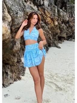 Shubh Shree Studio - Blue Skies Top With Skirt