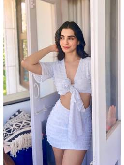 Shubh Shree Studio - White Icy Spicy Top With Skirt