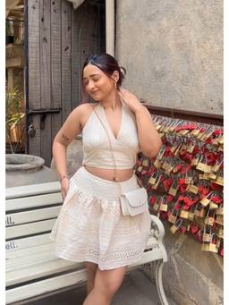 Shubh Shree Studio - White Lace-Story Top With Skirt