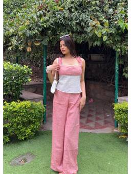 Shubh Shree Studio - Pink Peony Top With Pant