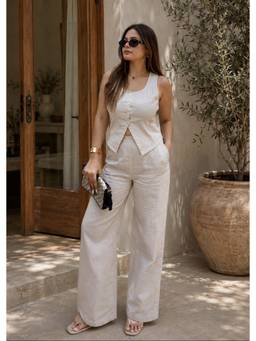 Shubh Shree Studio - Beige Sandstone Vest With Pant