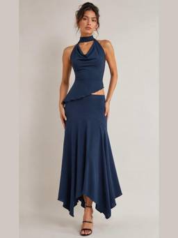 Shubh Shree Studio - Navy Blue Tara Top With Skirt