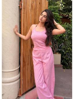 Shubh Shree Studio - Pink Bubble-gum Top With Pant