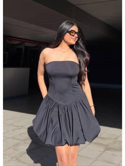 Shubh Shree Studio - Black Balloon Mini Dress