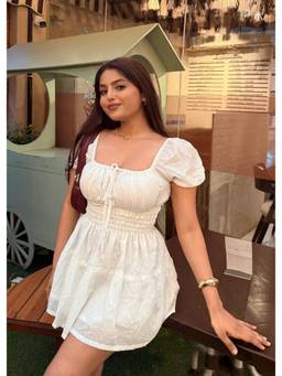 Shubh Shree Studio - White Over The Moon Mini Dress