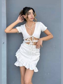 Shubh Shree Studio - White Snowflake Mini Dress