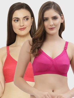 Floret - Non Padded Full Coverage Cotton Bra (Pack of 2)
