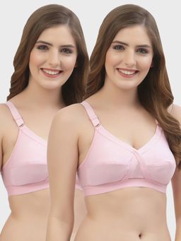 Floret - Non Padded Full Coverage Cotton Bra Pink (Pack of 2)
