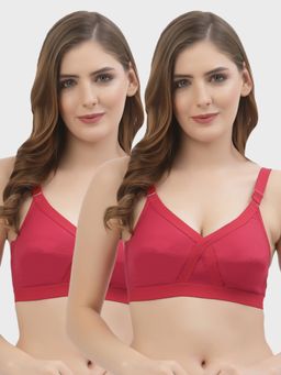 Floret - Non Padded Full Coverage Cotton Bra Red (Pack of 2)