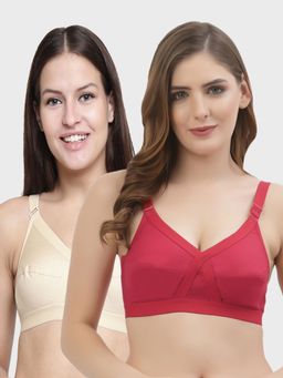 Floret - Non Padded Full Coverage Cotton Bra (Pack of 2)