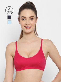 Floret - Non Padded Medium Coverage Beginners Sports Bra (Pack of 3)