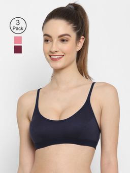 Floret - Non Padded Medium Coverage Beginners Sports Bra (Pack of 3)