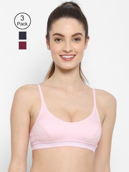 Floret - Non Padded Medium Coverage Beginners Sports Bra (Pack of 3)