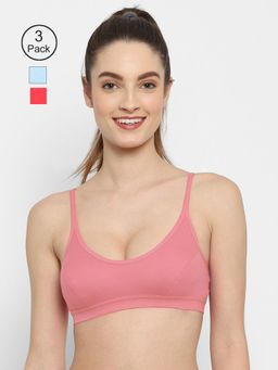 Floret - Non Padded Medium Coverage Beginners Sports Bra (Pack of 3)