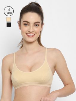 Floret - Non Padded Medium Coverage Beginners Sports Bra (Pack of 3)