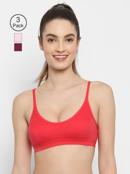 Floret - Non Padded Medium Coverage Beginners Sports Bra (Pack of 3)
