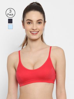 Floret - Non Padded Medium Coverage Beginners Sports Bra (Pack of 3)