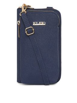 KLEIO - Pu Leather Solid Cross Body Royal Blue Sling Mobile Pouch for Women