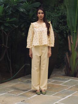 Taru Jaipur - Nara Yellow Floral Print Top