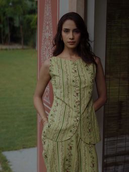 Taru Jaipur - Oslo Green Floral Print Top