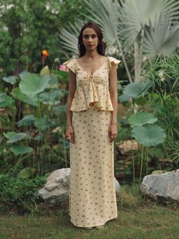 Taru Jaipur - Malmo Yellow Floral Print Top