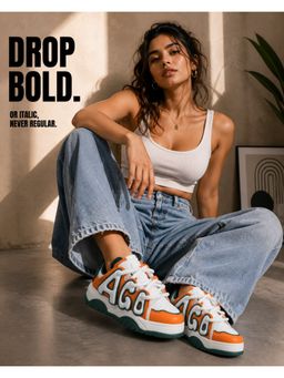 Drop Bold - Women Orange Lace-Up Casual Sneakers