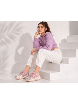 Drop Bold - Women Peach Mesh Lace-Up Sneakers