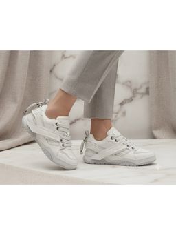 Drop Bold - Women White Street Style Sneakers