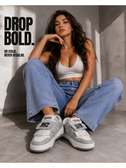 Drop Bold - Women Grey Lace-Up Casual Sneakers