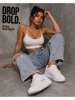Drop Bold - Women White Lace-Up Casual Sneakers