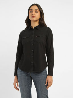 Levi's - Womens Solid Spread Collar Shirt Black