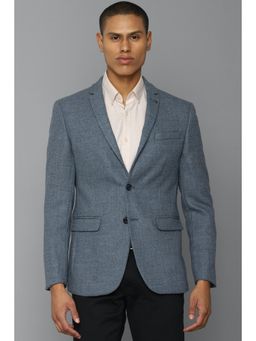 Allen Solly Men Blue Slim Fit Textured Formal Blazer