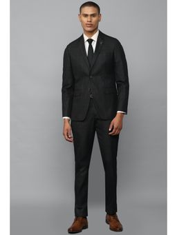 Allen Solly - Men Black Slim Fit Check Formal Suit (Set of 2)