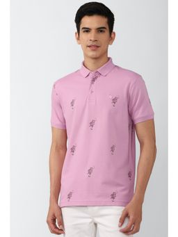Simon Carter - Pink Print Polo Neck T Shirt
