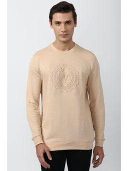 Van Heusen - Men Peach Textured Crew Neck Sweatshirt