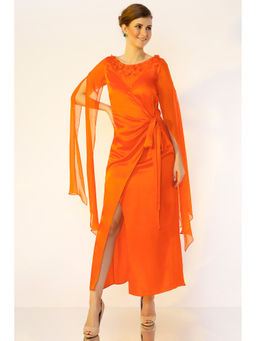 Wendell Rodricks - Orange Hand Embroidered Gown