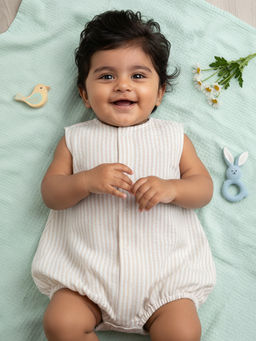 Keebee Organics - Unisex Organic Cotton Printed Beige Onesies